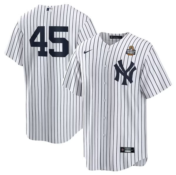 New York Yankees #45 Gerrit Cole White 2024 World Series Cool Base Stitched Jersey