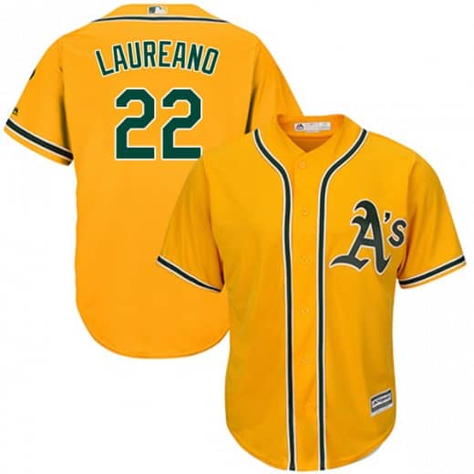 Oakland Athletics #22 Ram¨®n Laureano Gold Stitched Jersey