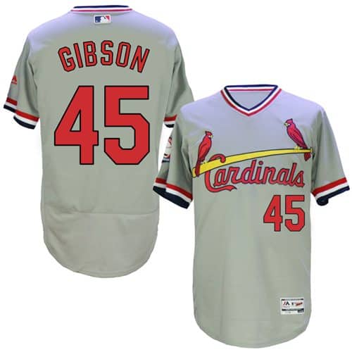Cardinals #45 Bob Gibson Grey Flexbase Authentic Collection Cooperstown Stitched Jersey