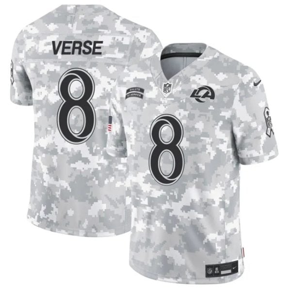 Los Angeles Rams #8 Jared Verse Arctic Camo 2024 F.U.S.E. Salute To Service Limited Stitched Jersey