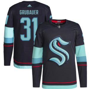 Seattle Kraken #31 Philipp Grubauer Navy Stitched Jersey