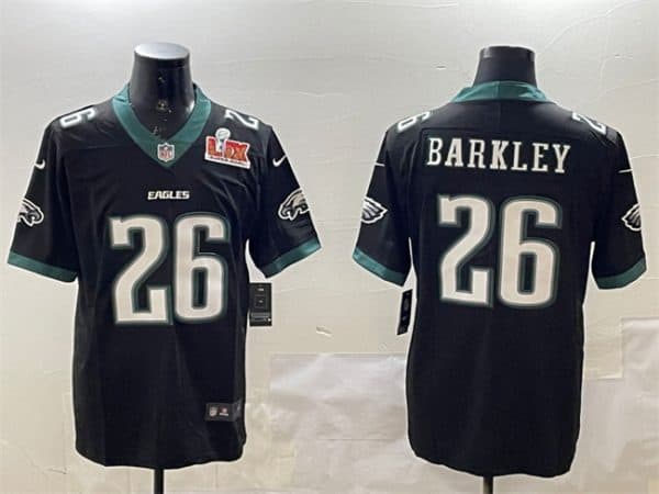 Philadelphia Eagles #26 Saquon Barkley Black 2025 Super Bowl LIX Patch New Vapor Untouchable Limited Stitched Jersey