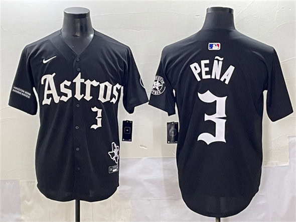Houston Astros #3 Jeremy Pena Black Gothic 'Houston Born Barrio Raised' Limited Stitched Jersey