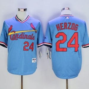 Cardinals #24 Whitey Herzog Blue 1982 Turn Back The Clock Stitched Jersey