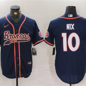 Denver Broncos #10 Bo Nix Navy Cool Base Stitched Jersey