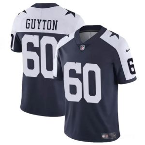 Dallas Cowboys #60 Tyler Guyton Navy White 2024 Draft Vapor Untouchable Thanksgiving Limited Stitched Jersey