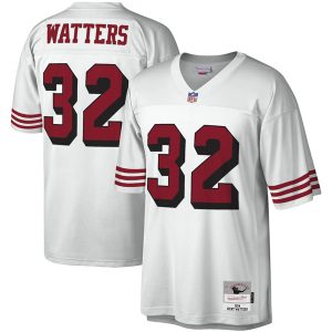 San Francisco 49ers Mitchell Ness #32 Ricky Watters White Legacy Football Stitched Jersey