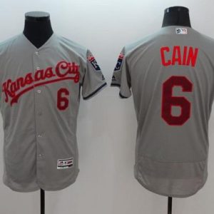 Royals #6 Lorenzo Cain Grey Fashion Stars Stripes Flexbase Authentic Stitched Jersey