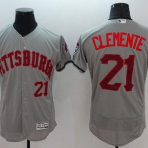 Pirates #21 Roberto Clemente Grey Fashion Stars Stripes Flexbase Authentic Stitched Jersey