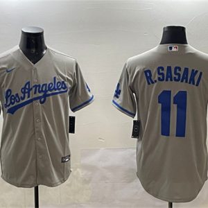 Los Angeles Dodgers #11 Roki Sasaki Gray Cool Base Stitched Jersey
