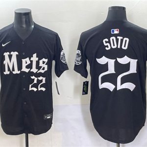 New York Mets #22 Juan Soto Black 'Gotham Gothic Edition' Vapor Premier Limited Stitched Jersey