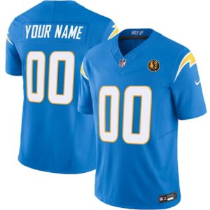 Los Angeles Chargers Custom Light Blue 2023 F.U.S.E. With John Madden Patch Vapor Limited Stitched Jersey