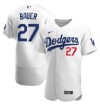 Los Angeles Dodgers #27 Trevor Bauer White Flex Base Sttiched Jersey