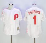 Mitchell And Ness Phillies #1 Richie Ashburn White Strip Throwback Stitched Jersey