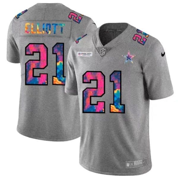 Dallas Cowboys #21 Ezekiel Elliott 2020 Grey Crucial Catch Limited Stitched Jersey