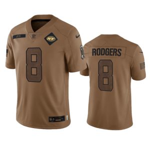 New York Jets #8 Aaron Rodgers 2023 Brown Salute To Service Limited Stitched Jersey