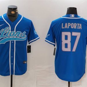 Detroit Lions #87 Sam LaPorta Blue Cool Base Stitched Jersey