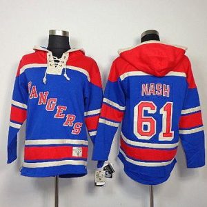 Rangers #61 Rick Nash Blue Sawyer Hooded Sweatshirt Stitched Jersey