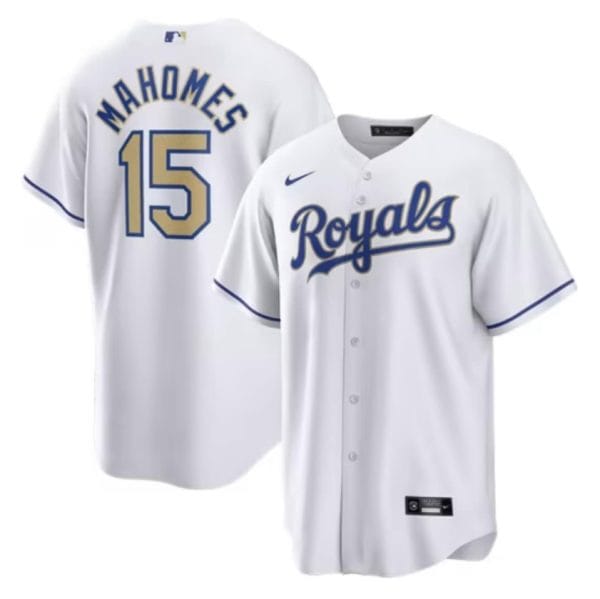 Kansas City Royals White #15 Patrick Mahomes Stitched Jersey