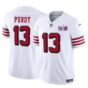San Francisco 49ers #13 Brock Purdy New White 2024 F.U.S.E. Super Bowl LVIII Patch Vapor Untouchable Limited Stitched Jersey