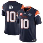 Denver Broncos #10 Bo Nix Navy 2024 F.U.S.E. With Draft Pacth And 1-Star C Patch Vapor Limited Stitched Jersey