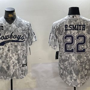 Dallas Cowboys #22 Emmitt Smith 2024 Arctic Camo Salute To Service Stitched Jersey
