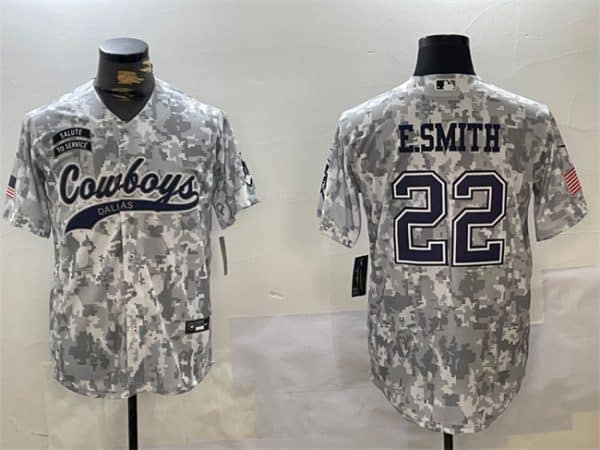 Dallas Cowboys #22 Emmitt Smith 2024 Arctic Camo Salute To Service Stitched Jersey