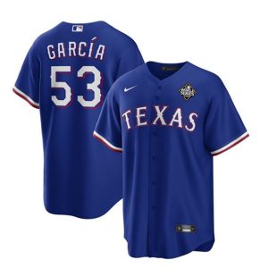 Texas Rangers #53 Adolis Garc¨ªa Royal 2023 World Series Stitched Jersey
