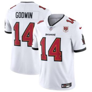 Tampa Bay Buccaneers #14 Chris Godwin White 2025 50th Season patch Vapor Untouchable Limited Football Stitched Jersey