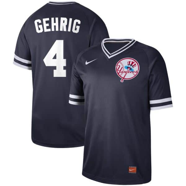 New York Yankees #4 Lou Gehrig Navy Cooperstown Legend Collection Stitched Jersey