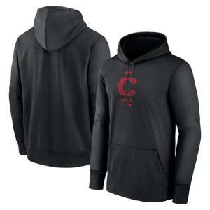 Cincinnati Reds Black Collection Practice Performance Pullover Hoodie