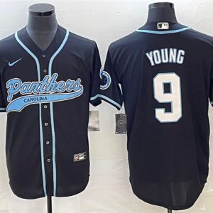 Carolina Panthers #9 Bryce Young Black With Patch Cool Base Stitched Jersey