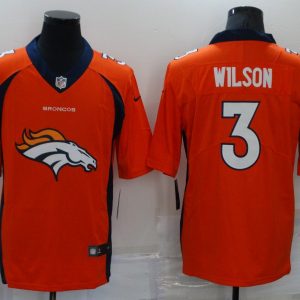 Denver Broncos #3 Russell Wilson Orange Team Big Logo Limited Stitched Jersey