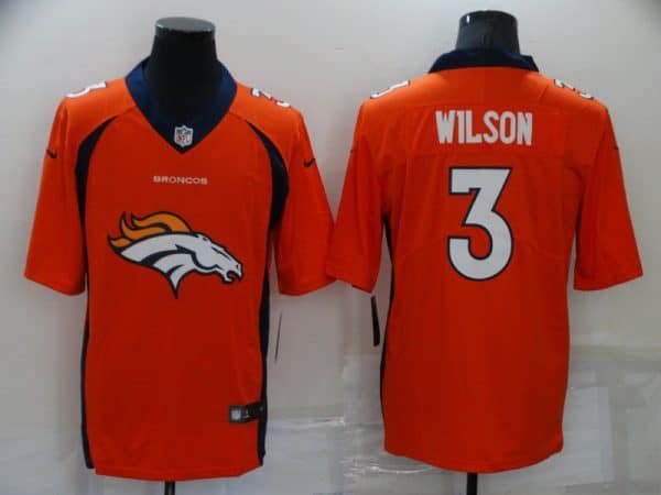 Denver Broncos #3 Russell Wilson Orange Team Big Logo Limited Stitched Jersey