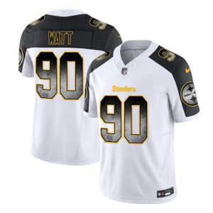 Pittsburgh Steelers #90 T.J. Watt White Black 2023 F.U.S.E. Smoke Vapor Untouchable Limited Stitched Jersey