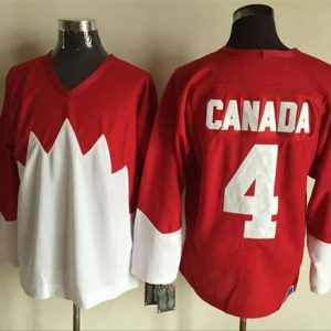 Olympic CA. #4 Canada Red White 1972 Commemorative CCM Stitched Jersey
