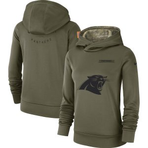 Carolina Panthers Olive Salute to Service Team Logo Performance Pullover NFL Hoodie