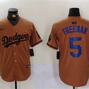 Los Angeles Dodgers #5 Freddie Freeman Brown Cool Base Stitched Jersey