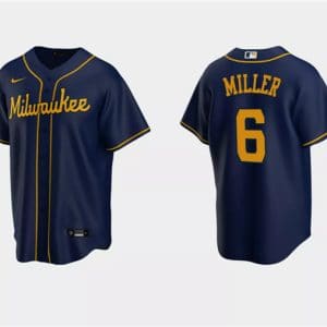 Milwaukee Brewers #6 Owen Miller Navy Cool Base Stitched Jersey
