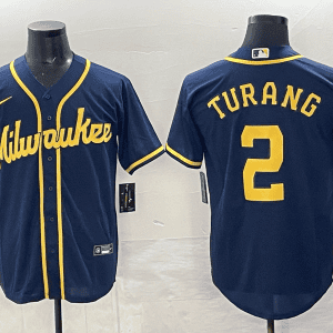 Milwaukee Brewers #2 Brice Turang Navy 2025 With Patch Stitched Jersey