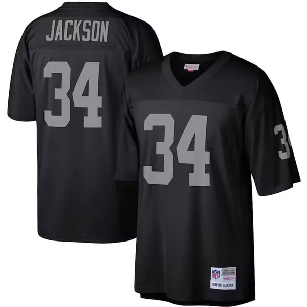 Las Vegas Raiders #34 Bo Jackson Black Mitchell Ness Stitched Jersey
