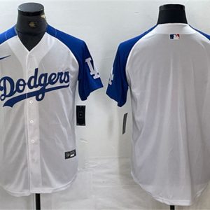 Los Angeles Dodgers Blank White Blue Vin Patch Cool Base Stitched Jersey