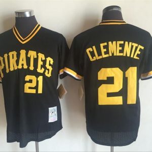Pittsburgh Pirates #21Roberto Clemente Mitchell And Ness Black Throwback Stitched Jersey