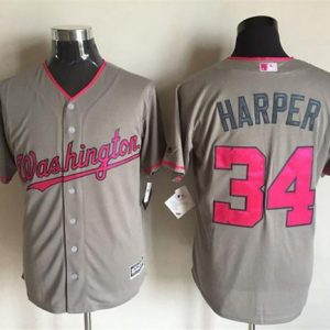 Nationals #34 Bryce Harper Grey New Cool Base 2016 Mother's Day Stitched Jersey