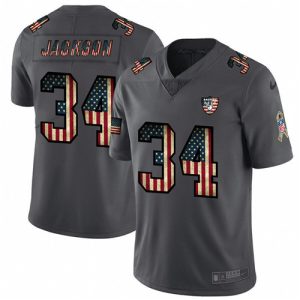 Raiders #34 Bo Jackson Grey 2019 Salute To Service USA Flag Fashion Limited Stitched Jersey