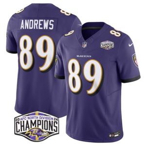 Baltimore Ravens #89 Mark Andrews Purple F.U.S.E. 2024 AFC North Division Champions Vapor Limited Jersey