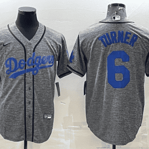 Los Angeles Dodgers #6 Trea Turner Grey Cool Base Stitched Jersey