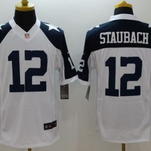 Cowboys #12 Roger Staubach White Thanksgiving Throwback Stitched Limited Nike Jersey