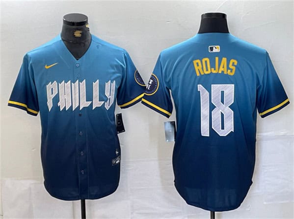 Philadelphia Phillies #18 Johan Rojas Blue 2024 City Connect Limited Stitched Jersey