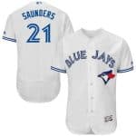 Blue Jays #21 Michael Saunders White Flexbase Authentic Collection Stitched Jersey